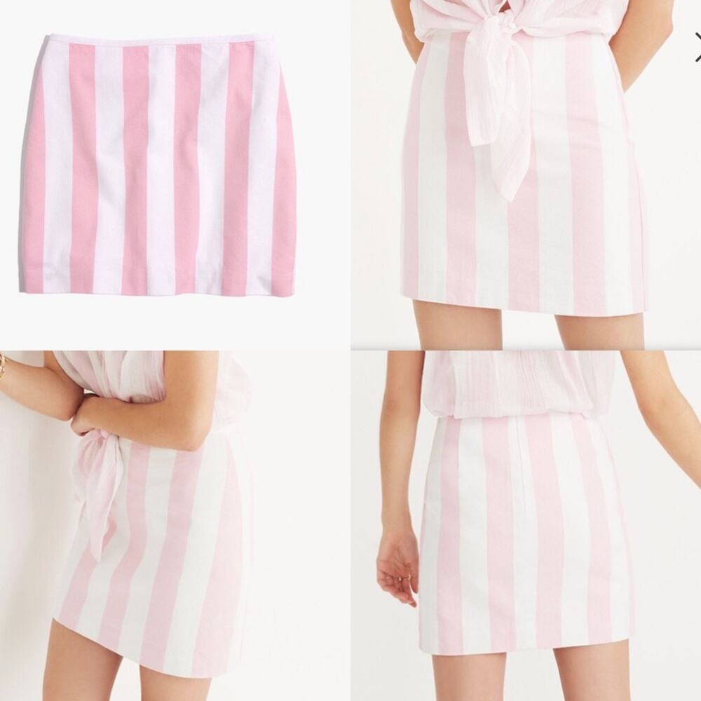 Madewell $70 Gamine Skirt in Cara Stripe Pink Ivory Preppy size 4 EUC